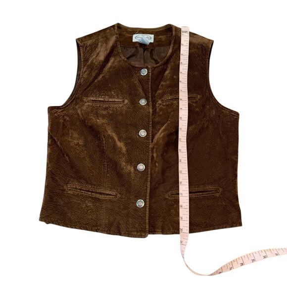 Stonebridge VTG Faux Suede Brown Vest Women’s S Button Western Cowgirl Festival - Picture 13 of 13